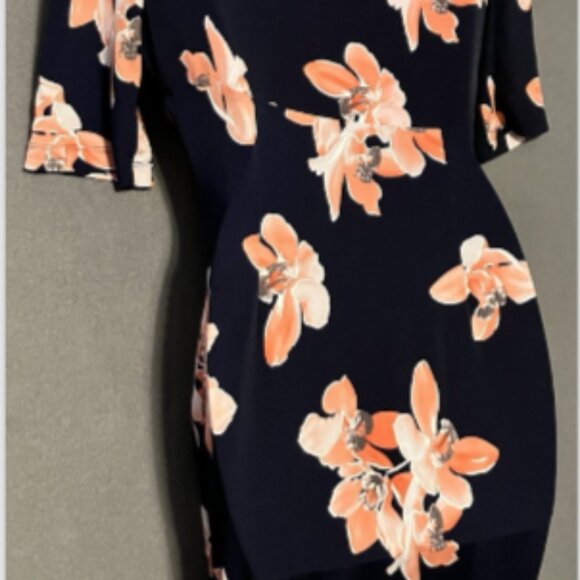 Connected Apparel Ladies Size 10 Multicolor Floral Short Sleeve Wrap Style Dress - Picture 10 of 16